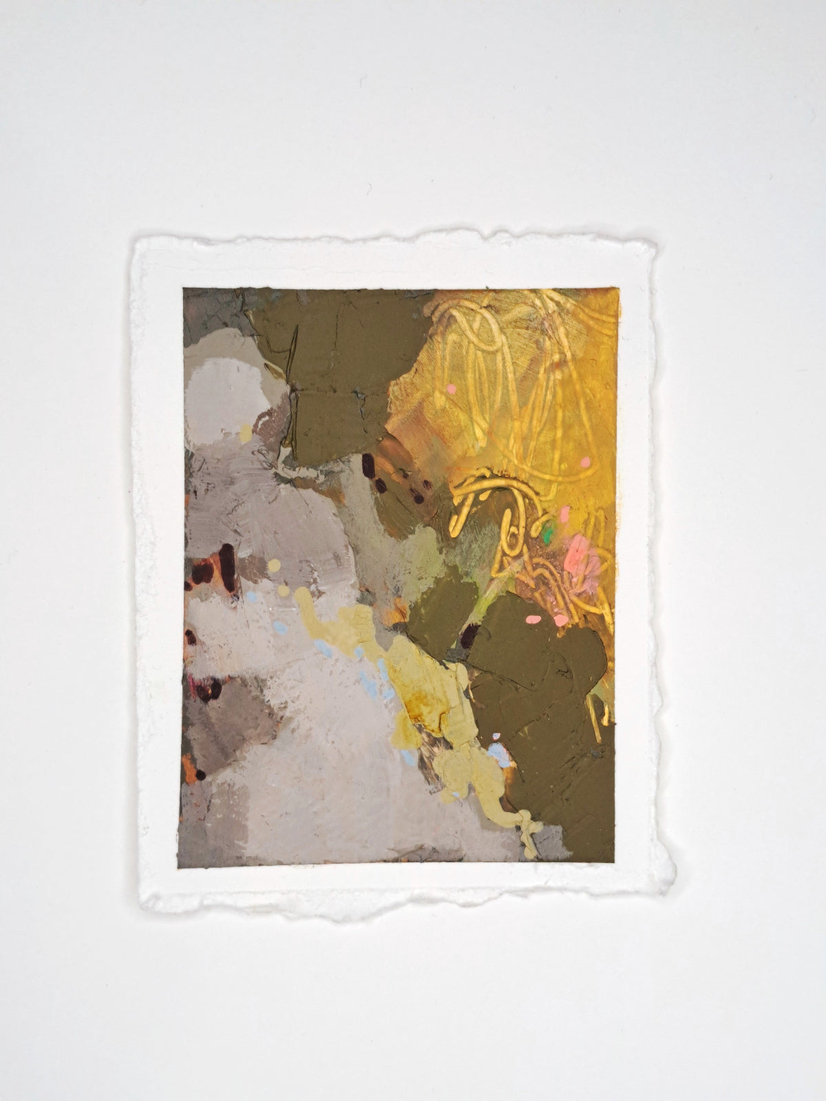 Abstract artwork with colorful elements on a white background