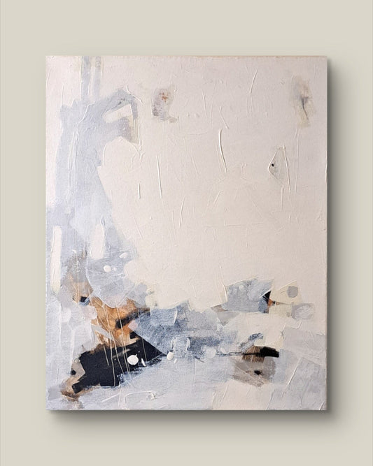 All Tucked In - a calming abstract winter painting by Heidi Hjort