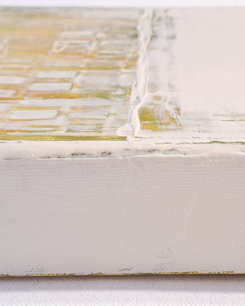 Close up of the edge of the painting Break of Day by artist Heidi Hjort